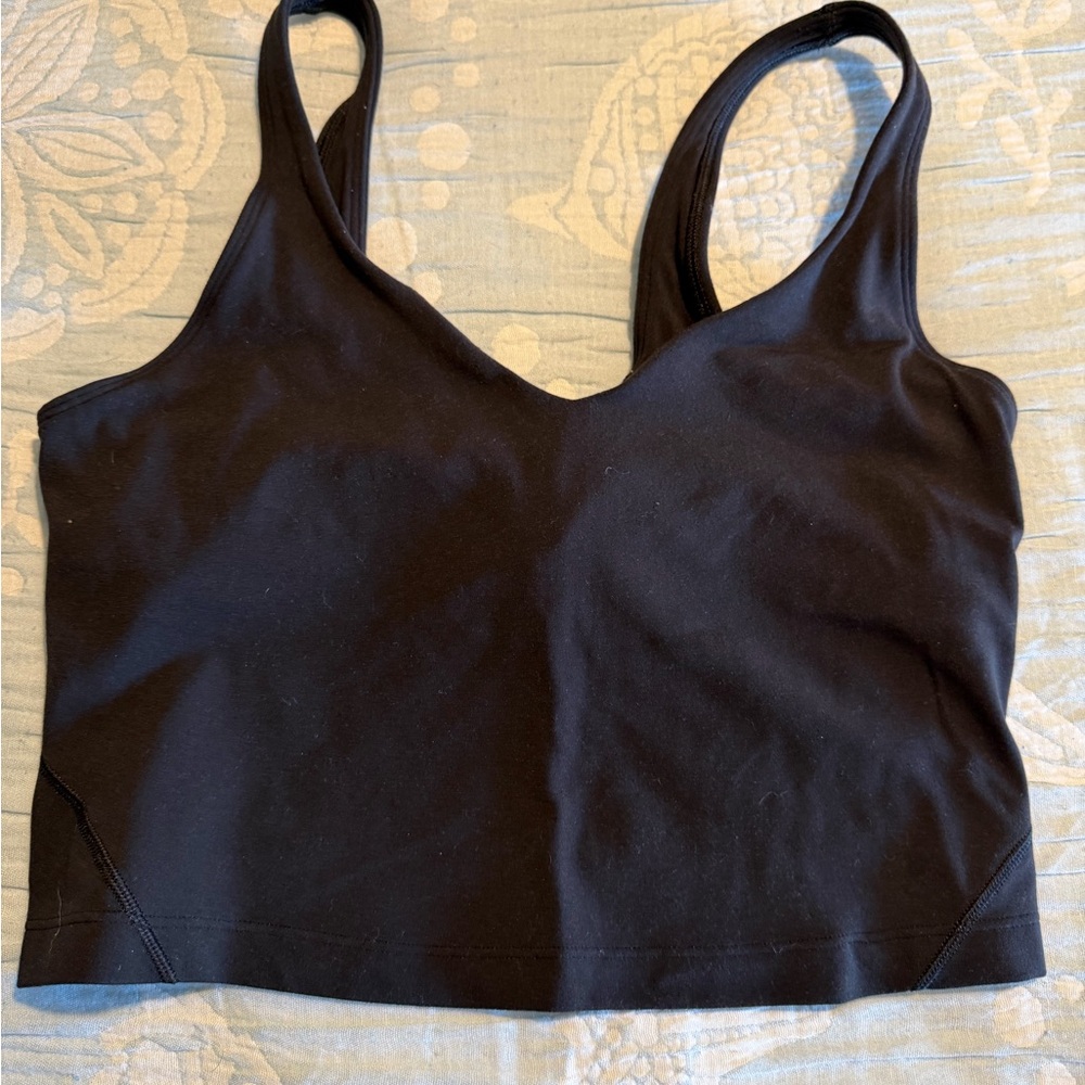 Lululemon Black Crop Tank with Shelf Bra. Preloved in excellent condition